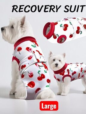Dog Recovery Suit Large Cherry Print Surgery Onesie NWOT